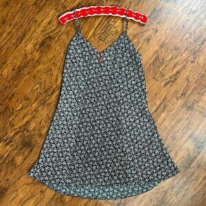 Black and White Floral Vintage Mini Slip Dress